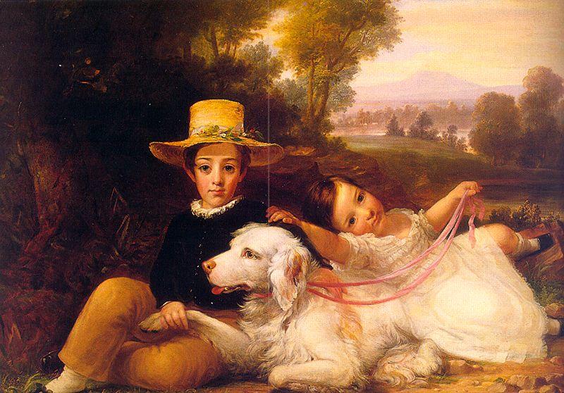 George Henry Harlow Portrait of Two Young Children oil painting image